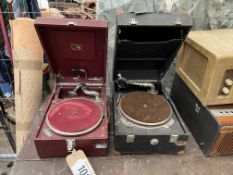 Two wind up gramophones. This lot carries VAT.