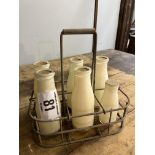 Dalton's Dairy galvanised milk bottle holder with 6 milk bottles