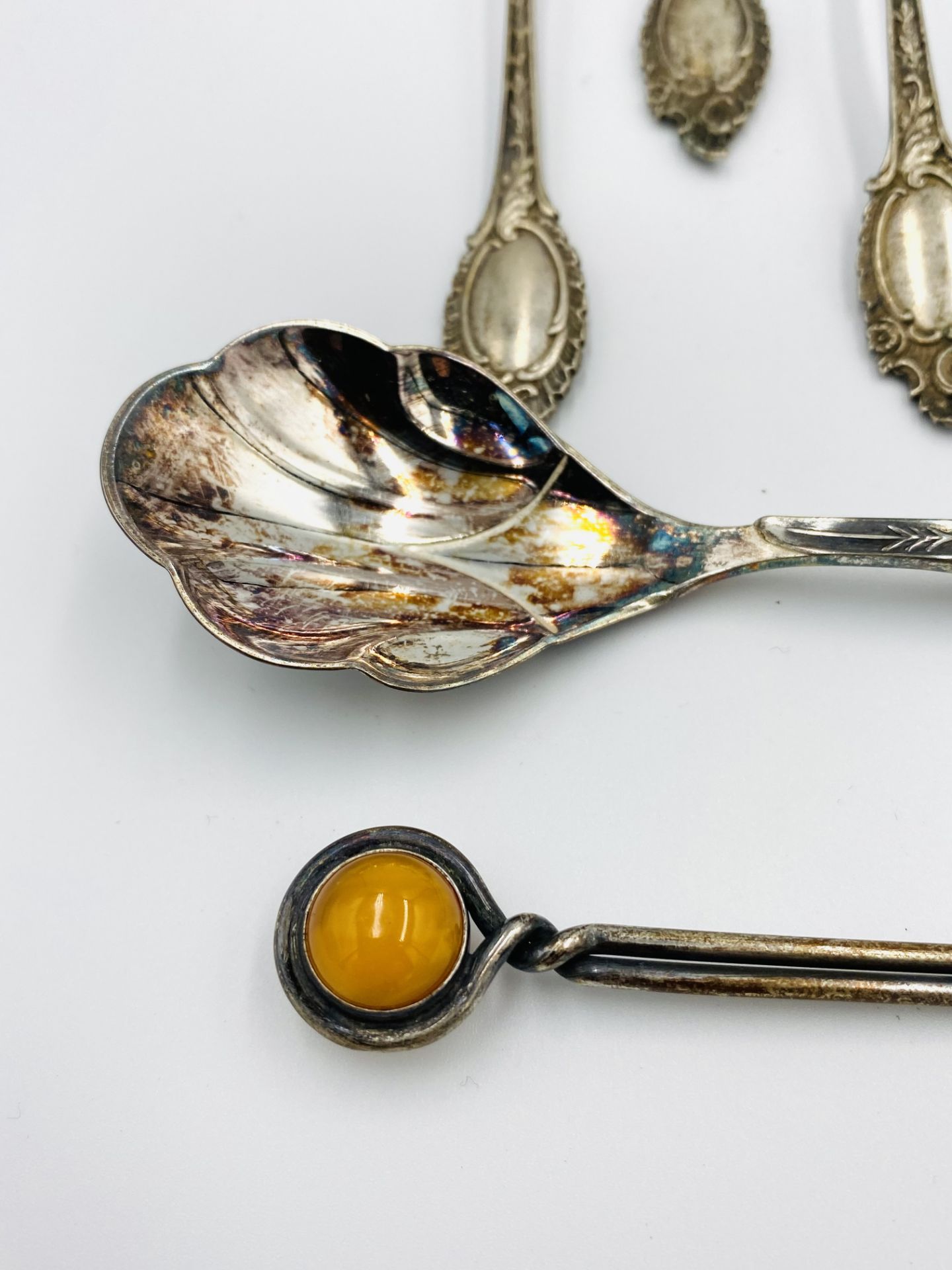 Set of six 880 silver teaspoons together with two other 800 items - Image 5 of 5