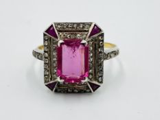 18ct gold, pink tourmaline and diamond ring