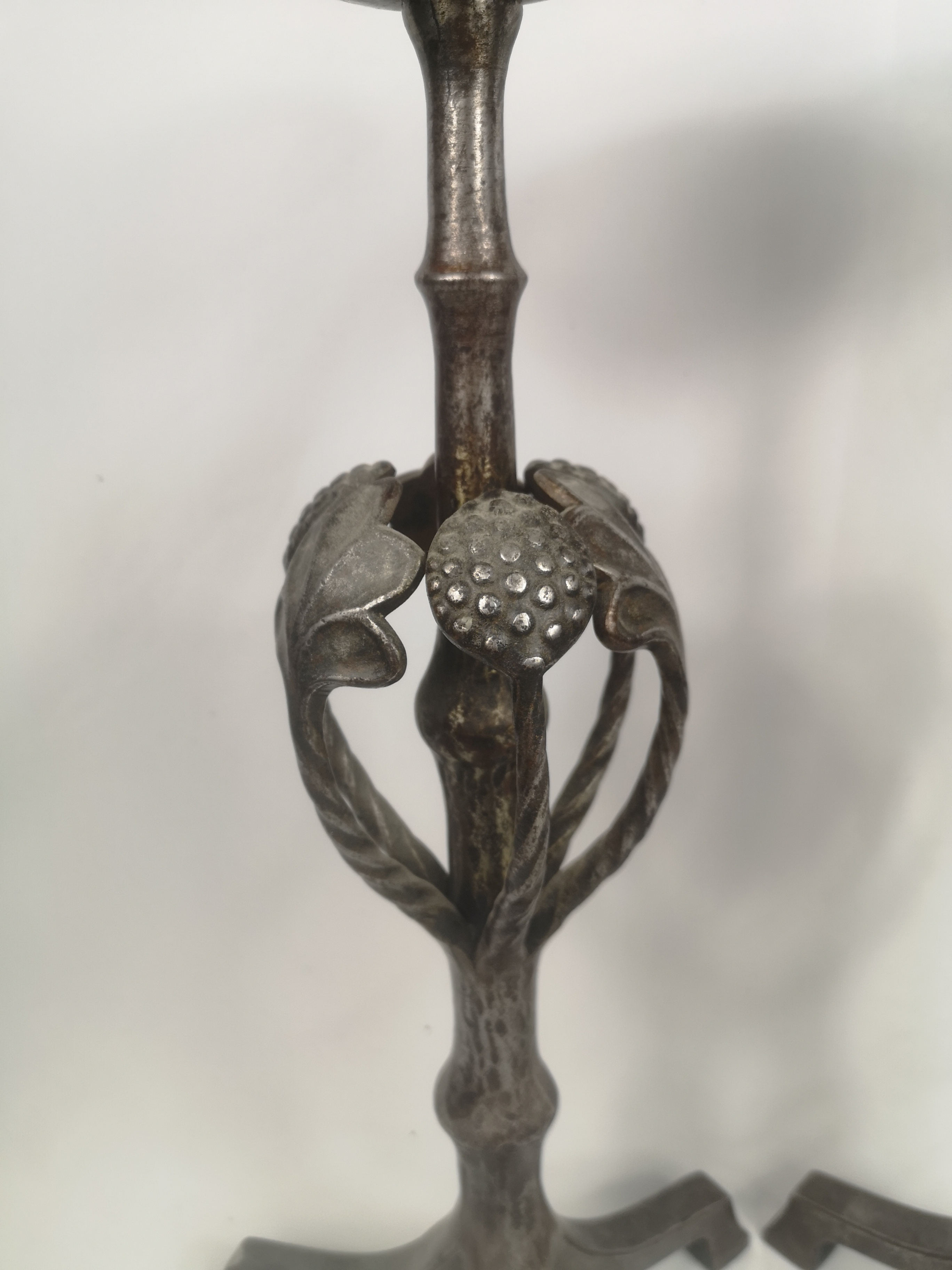 Pair of steel church candlesticks - Image 2 of 4
