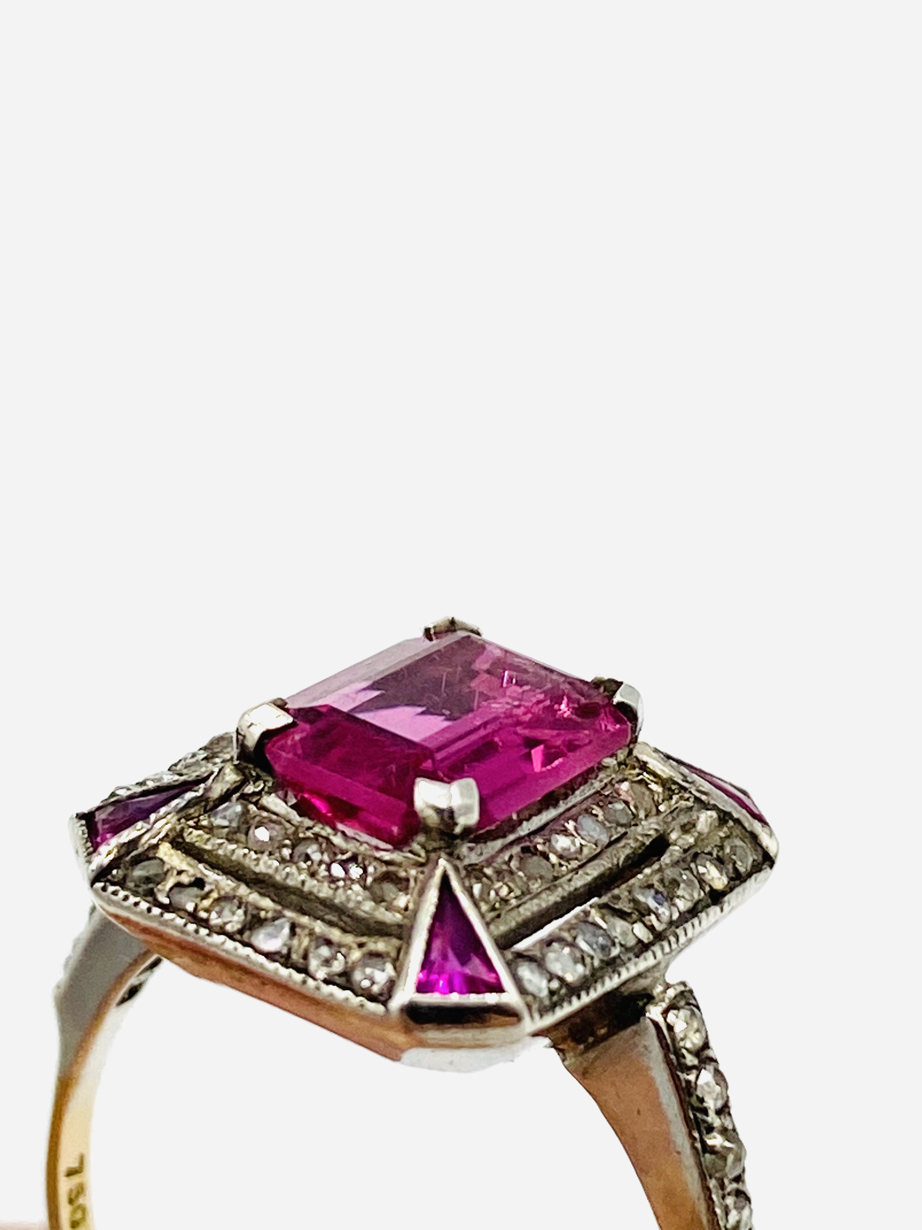 18ct gold, pink tourmaline and diamond ring - Image 5 of 6