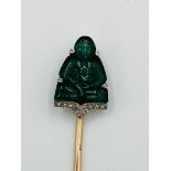 French moulded glass and diamond stick pin, possibly Lacloche