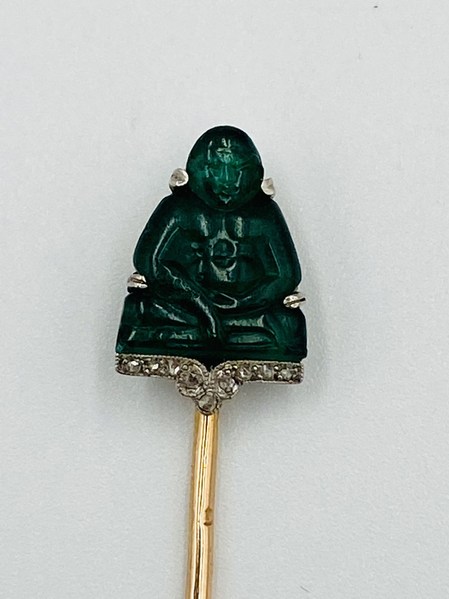 French moulded glass and diamond stick pin, possibly Lacloche