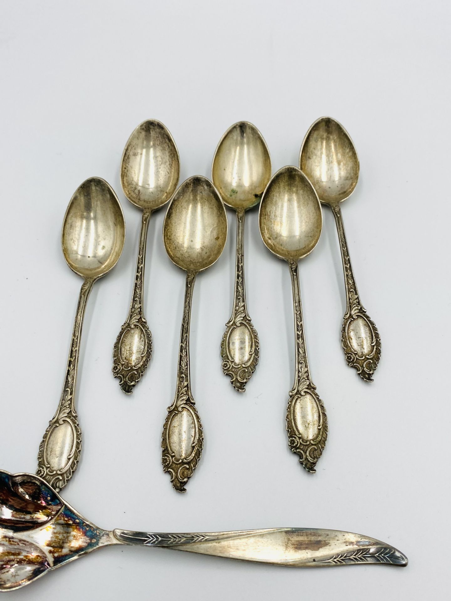 Set of six 880 silver teaspoons together with two other 800 items - Image 3 of 5