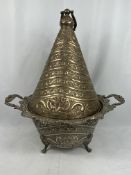 Middle Eastern silver plate bowl with lid