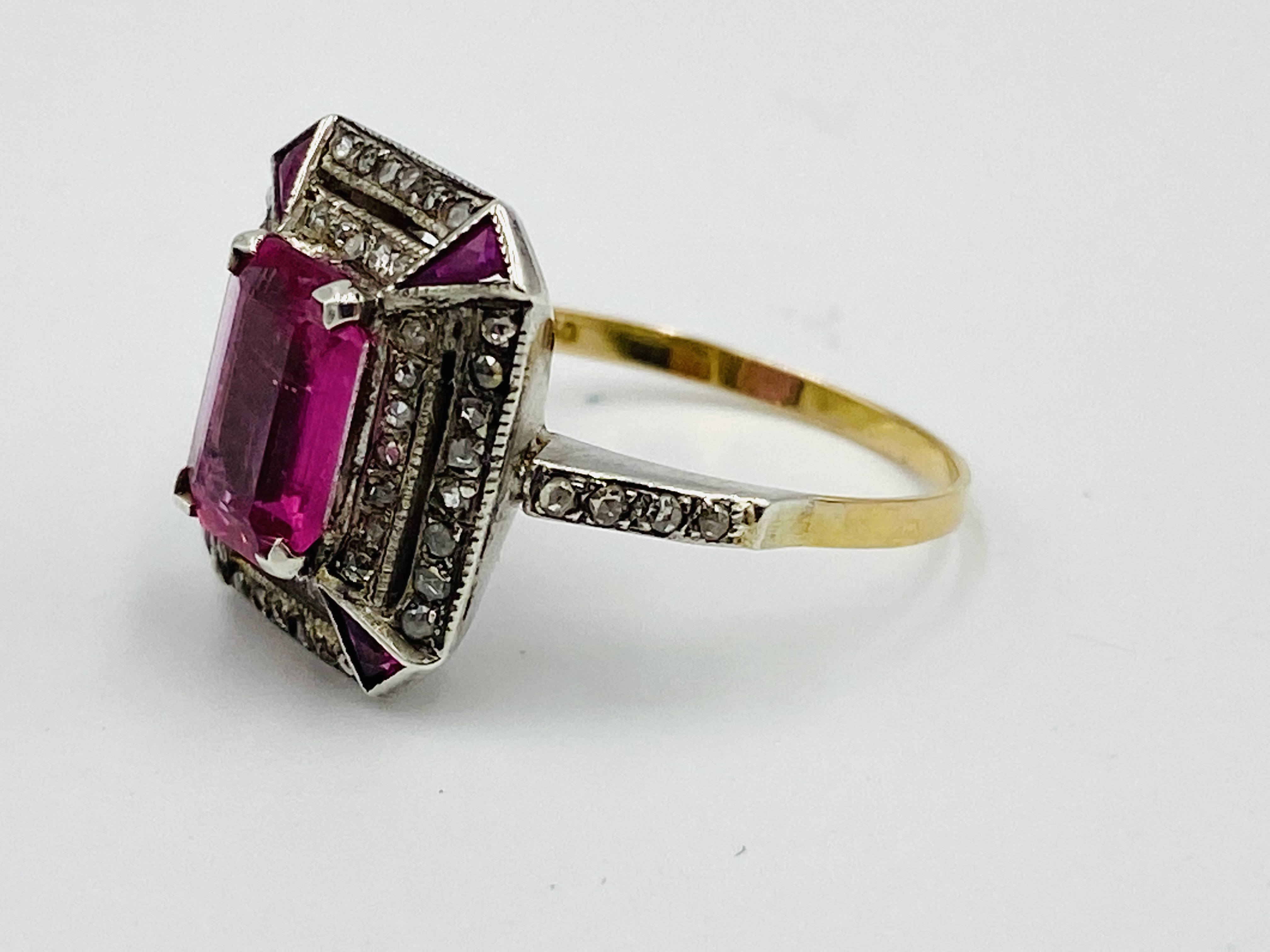 18ct gold, pink tourmaline and diamond ring - Image 3 of 6