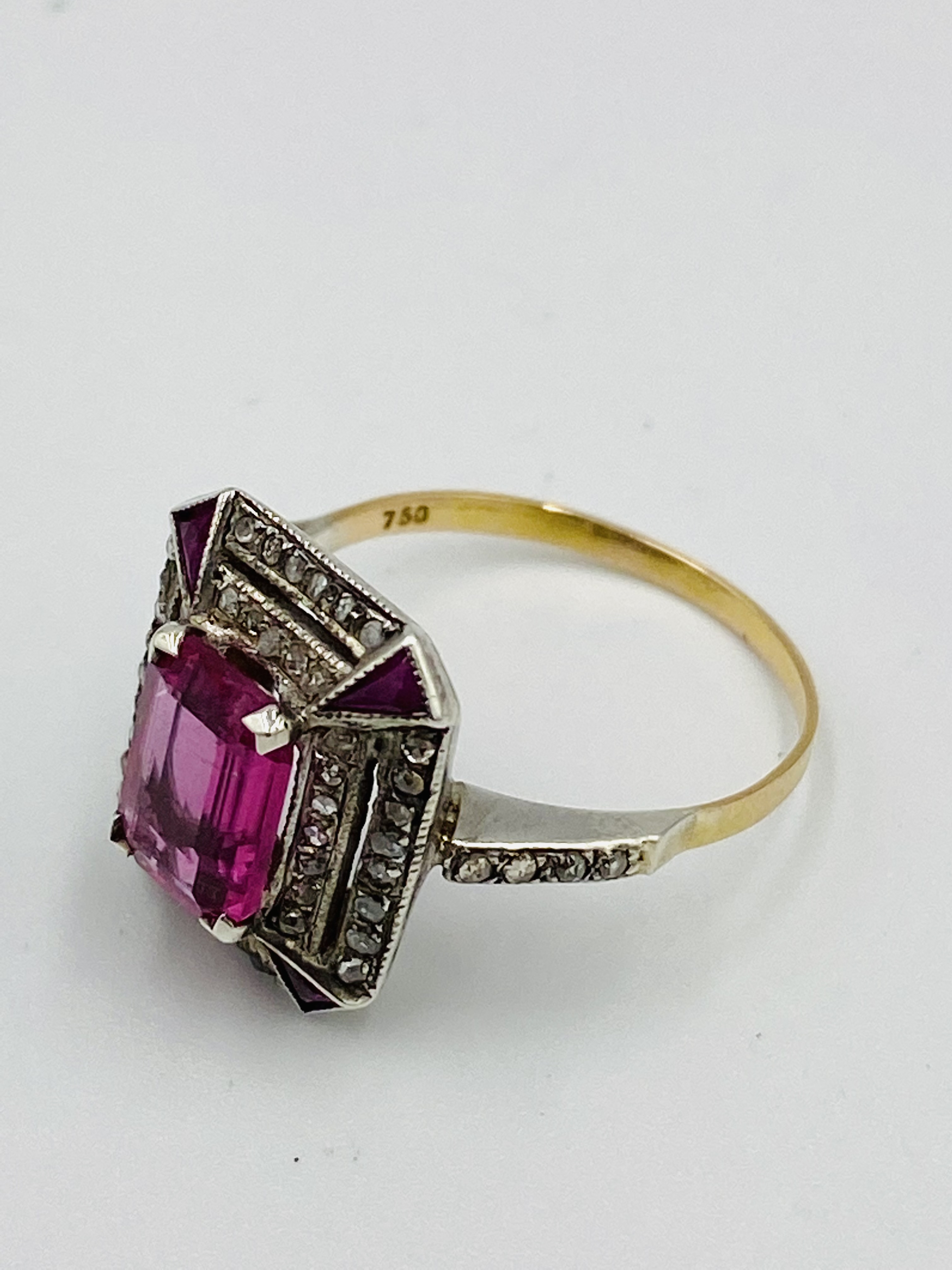 18ct gold, pink tourmaline and diamond ring - Image 6 of 6