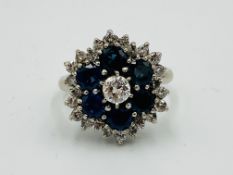 18ct gold, diamond and sapphire ring