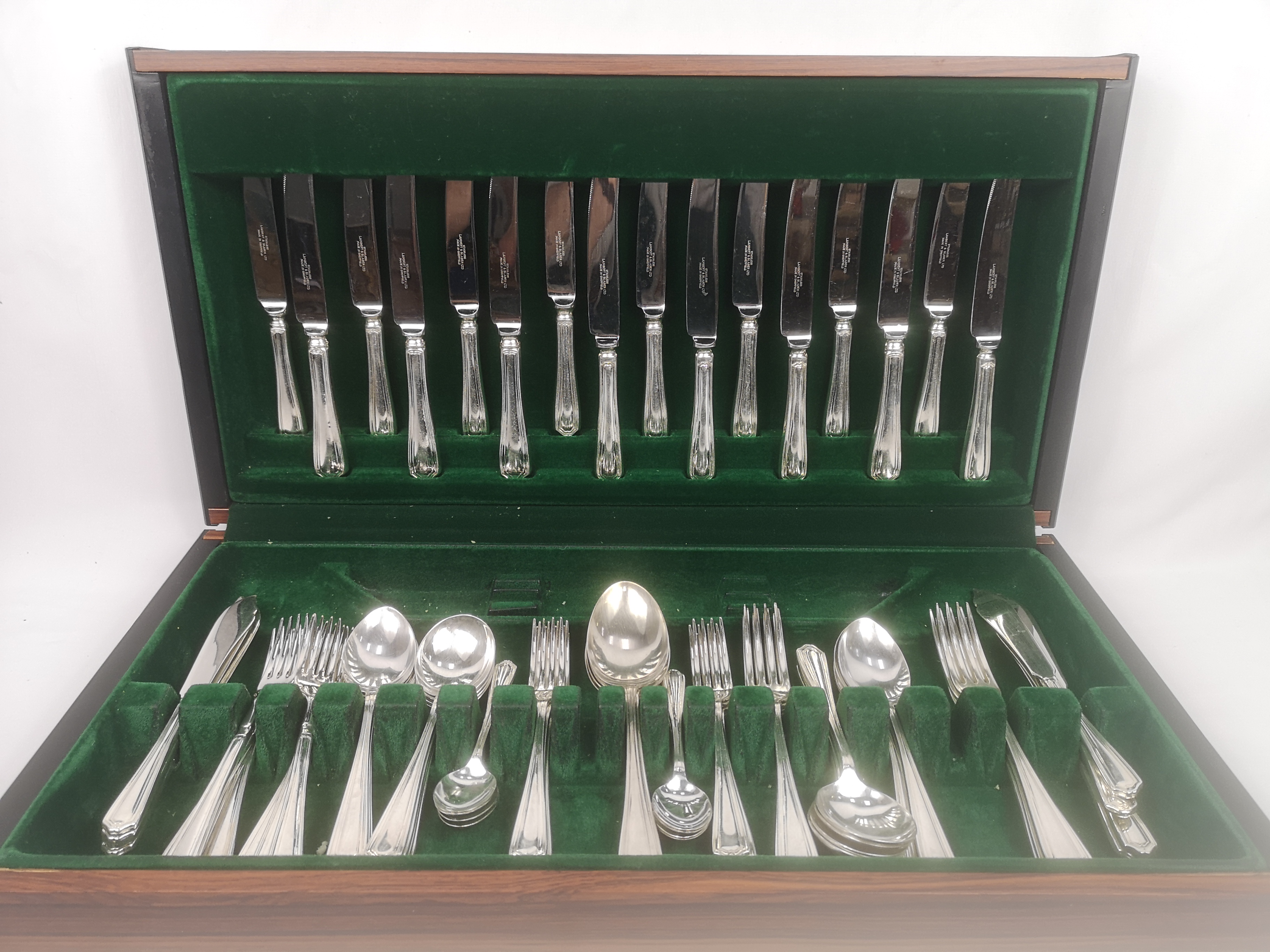 Eight place canteen of silver plate cutlery