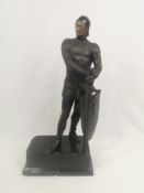 Bronze figure of a knight on a marble base