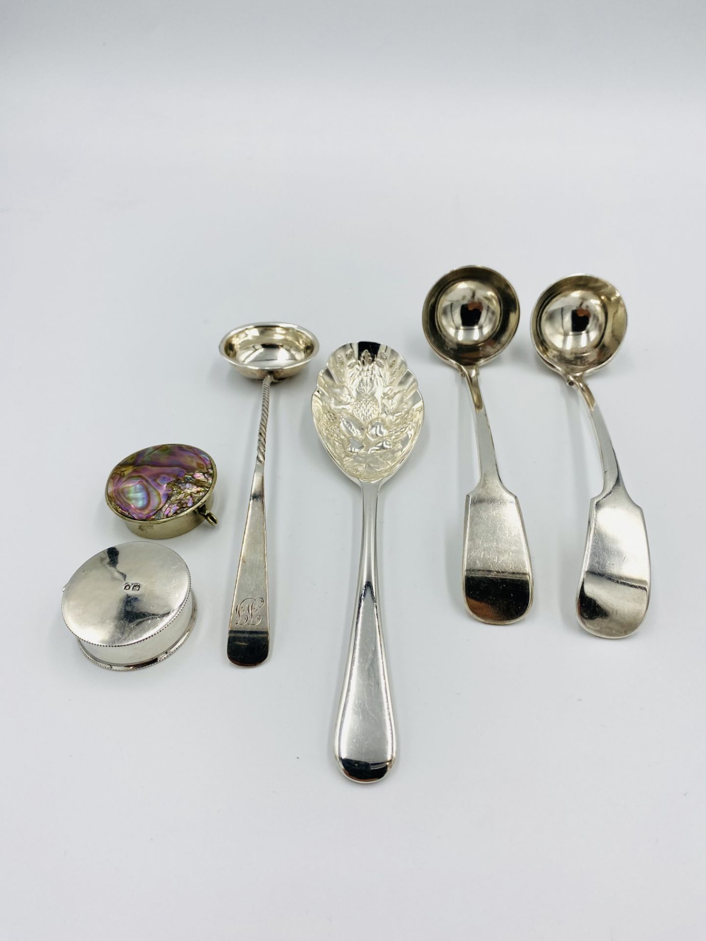 Georgian silver sugar sifter ladle and other items - Image 2 of 5