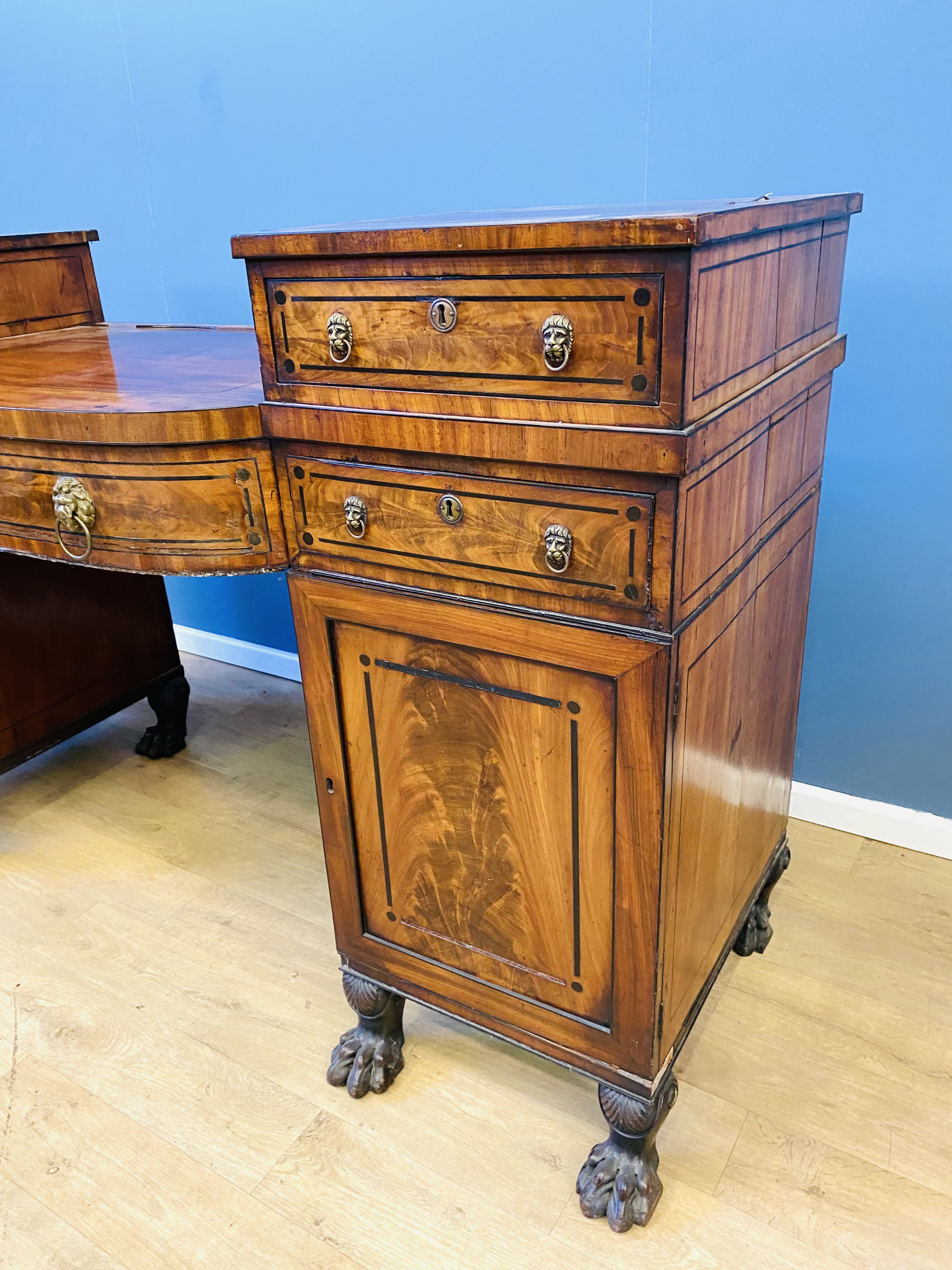 Regency flame mahogany pedestal sideboard - Image 2 of 7