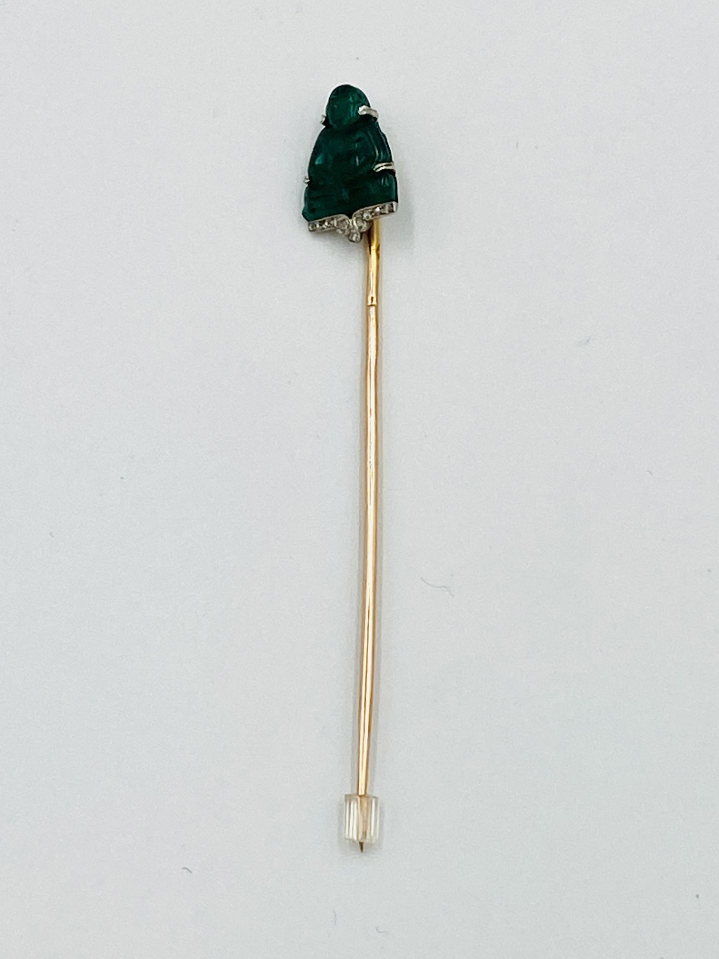 French moulded glass and diamond stick pin, possibly Lacloche - Image 2 of 4