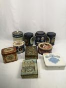 Approximately twenty biscuit and other tins