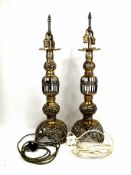 Pair of brass Middle Eastern style table lamps