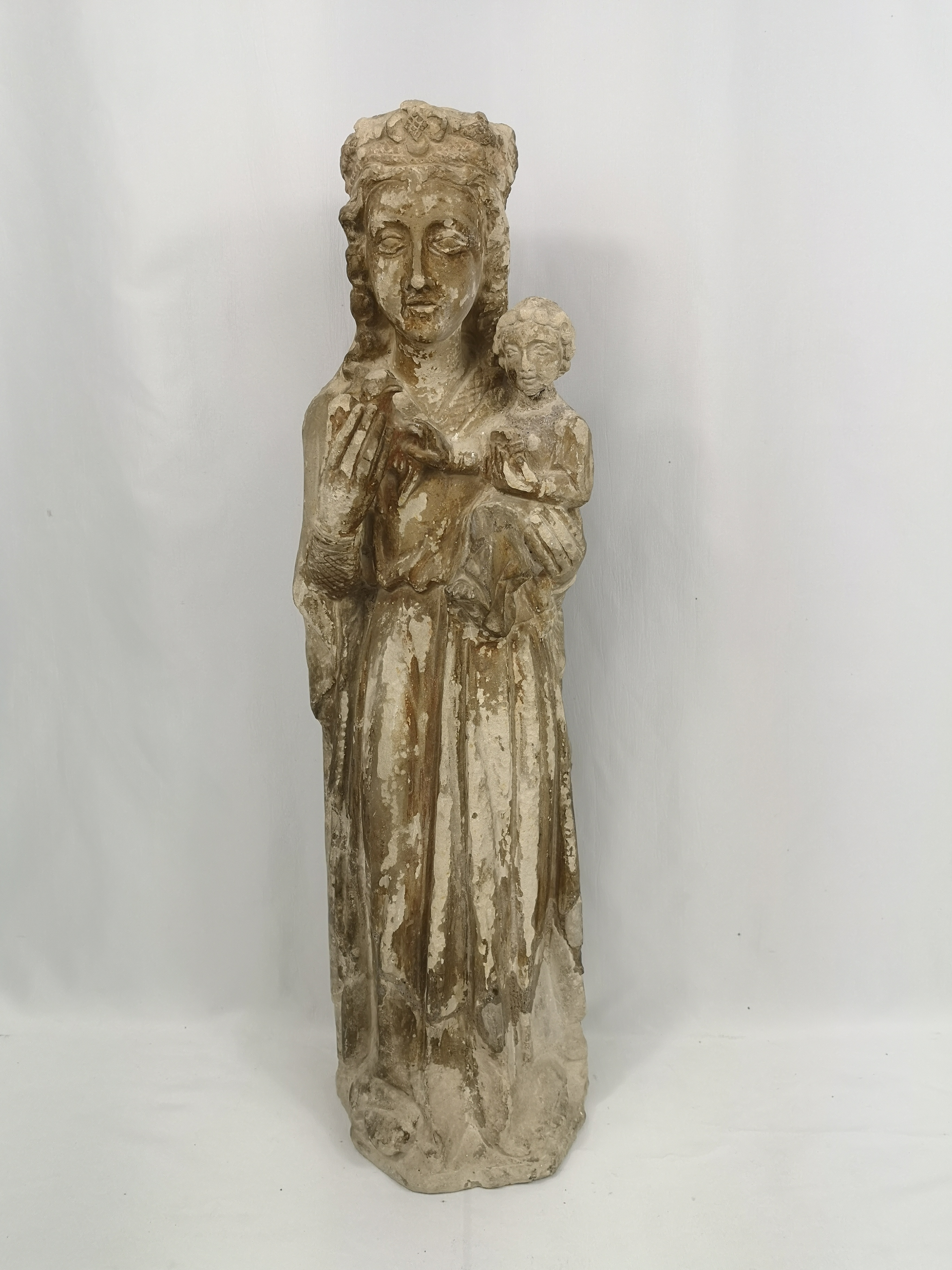12th century sandstone carving of the Madonna and child