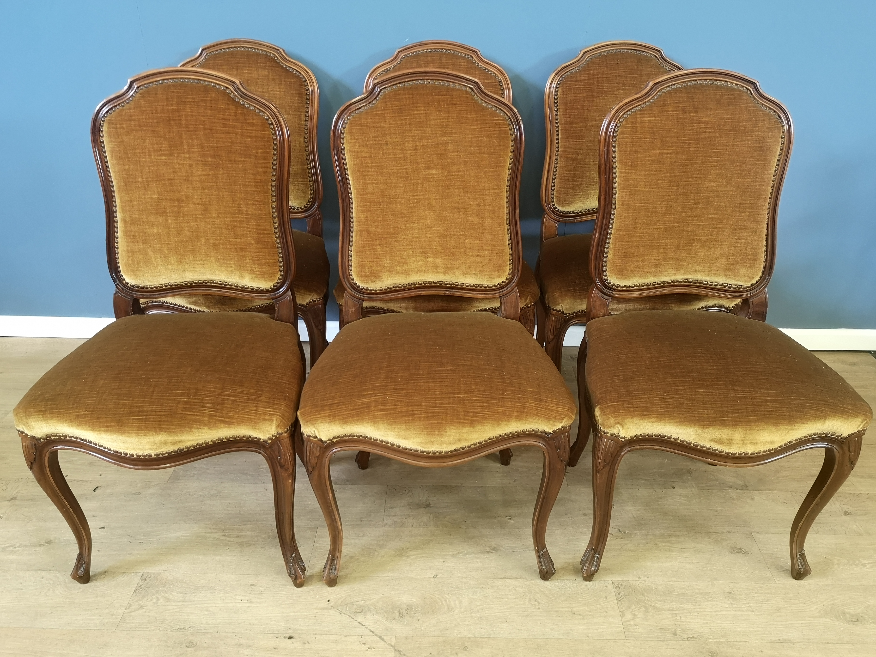 Six upholstered dining chairs