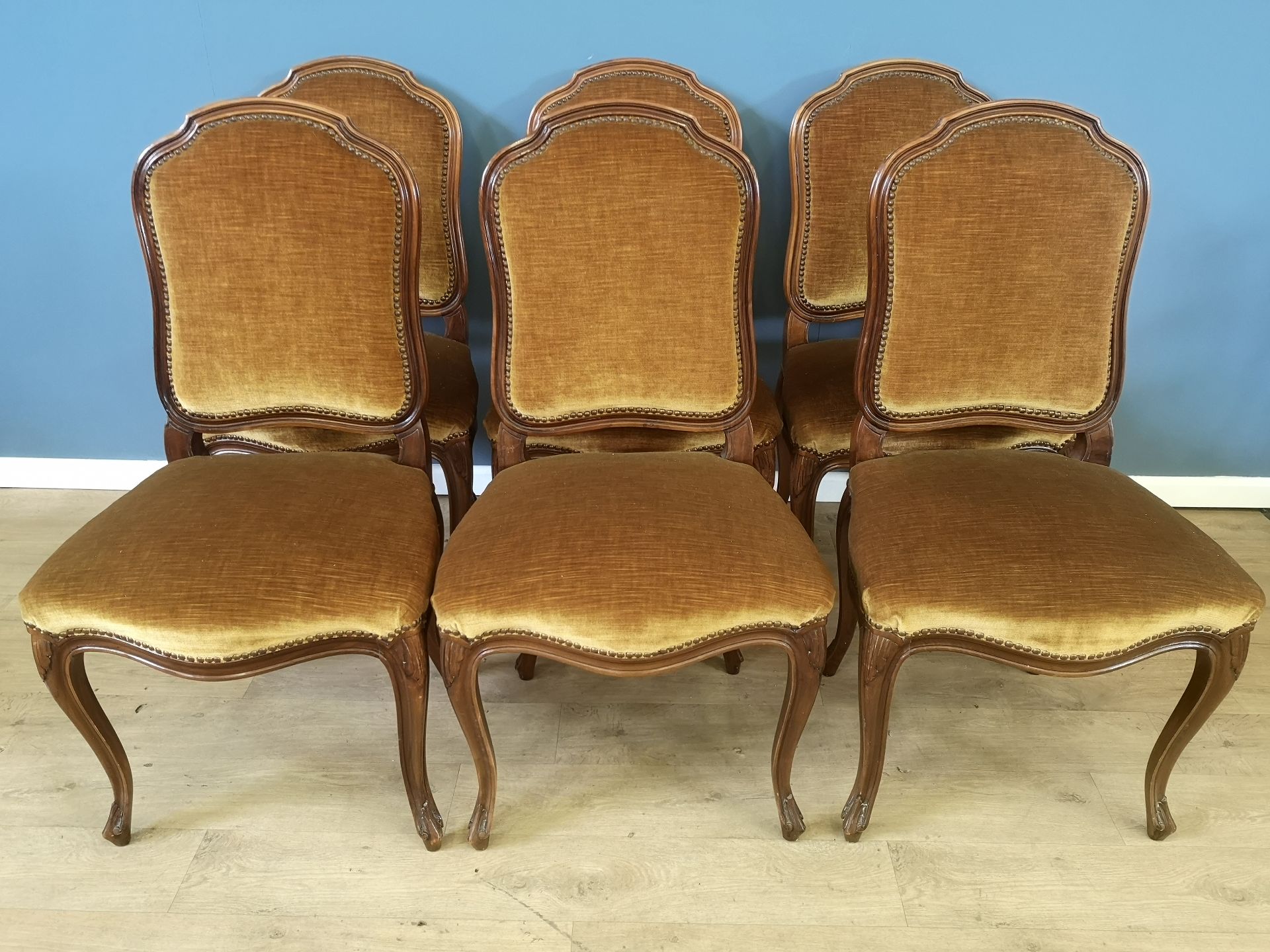 Six upholstered dining chairs