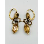 19ct century 18ct gold and topaz drop earrings