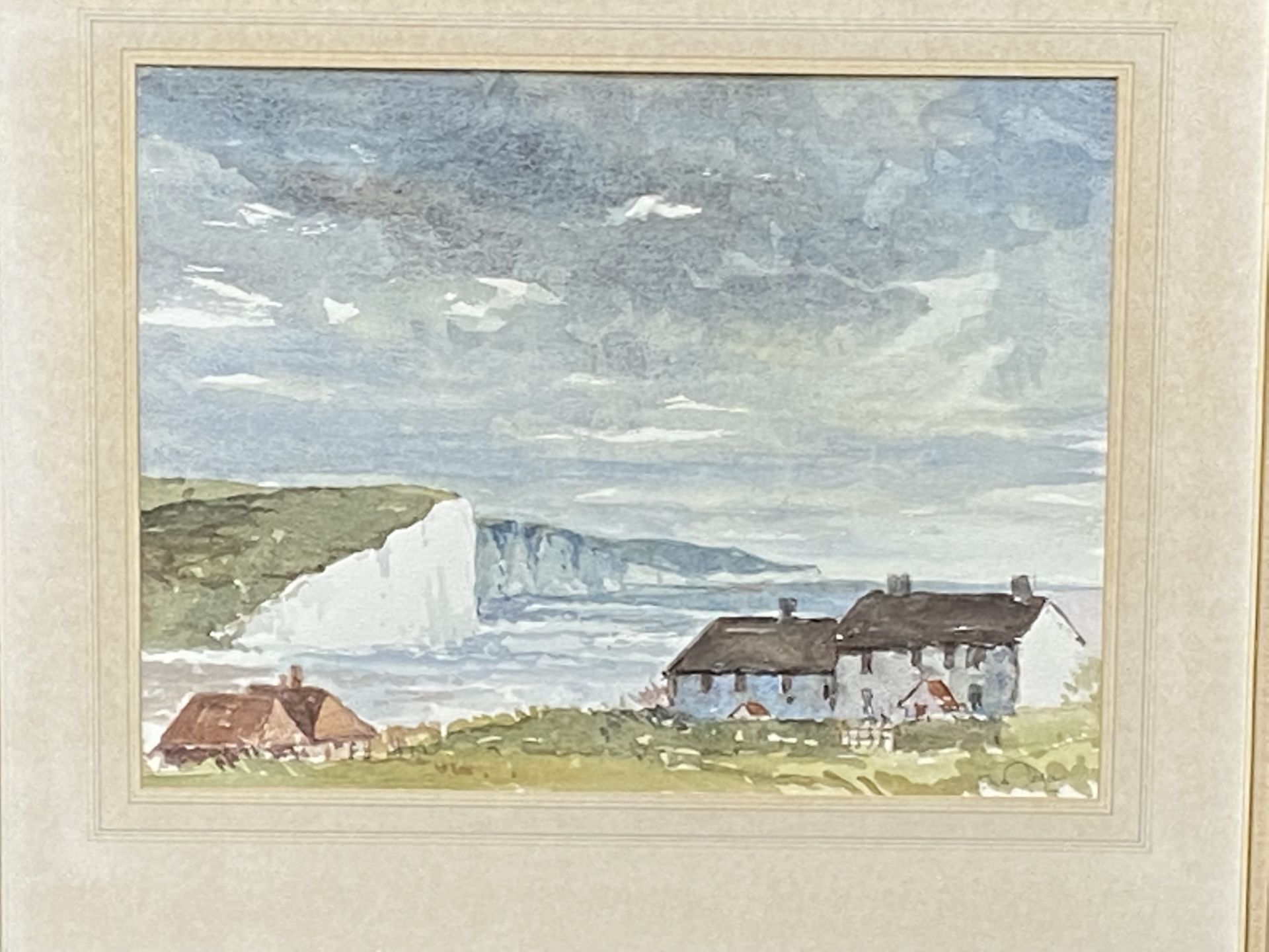 Framed and glazed watercolour 'the Seven Sisters'; with another watercolour. - Image 3 of 6
