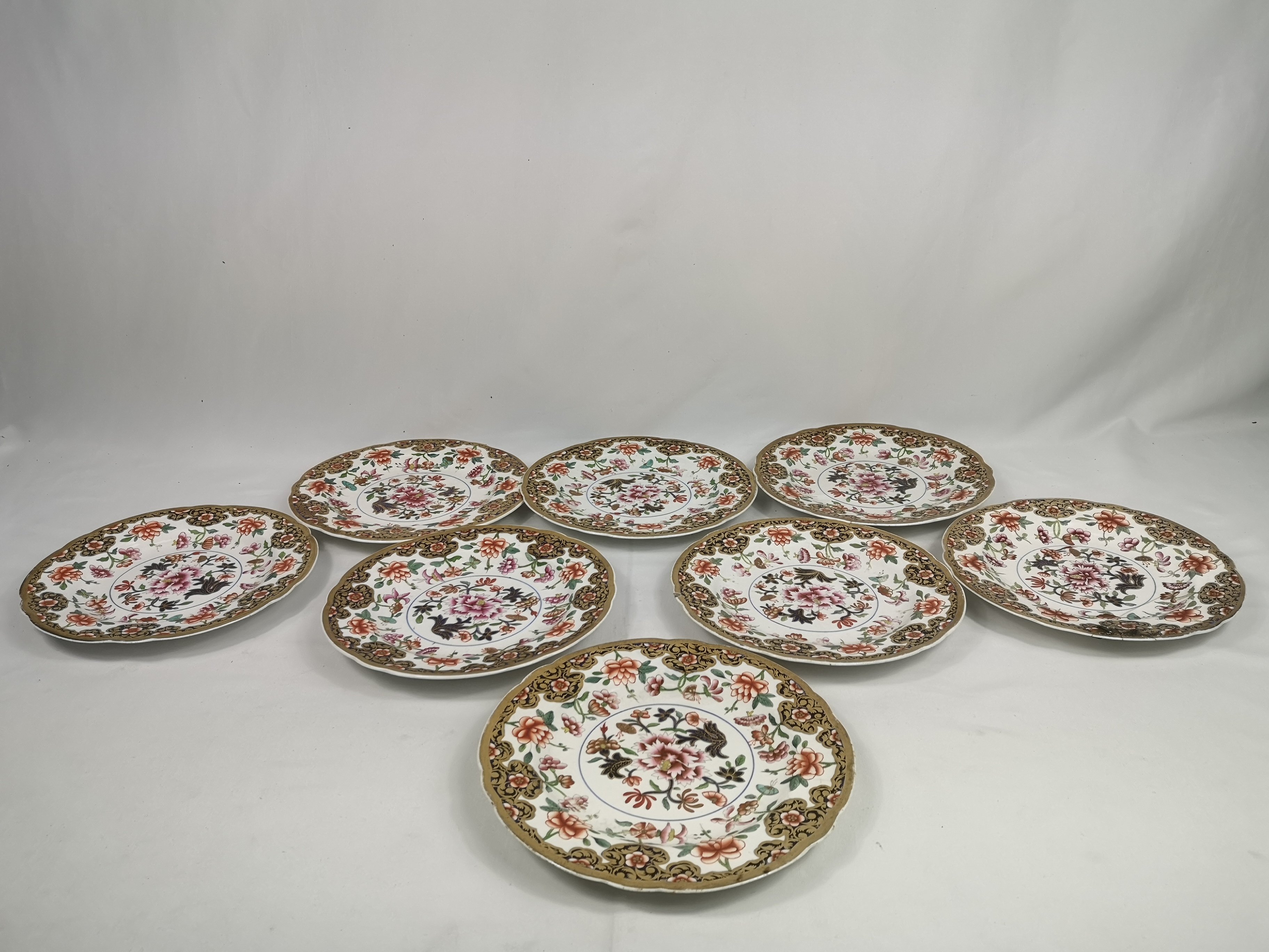 Eight 19th century Spode plates