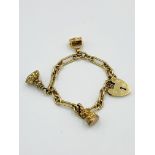 9ct gold long link charm bracelet