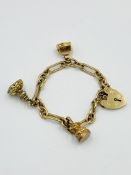 9ct gold long link charm bracelet