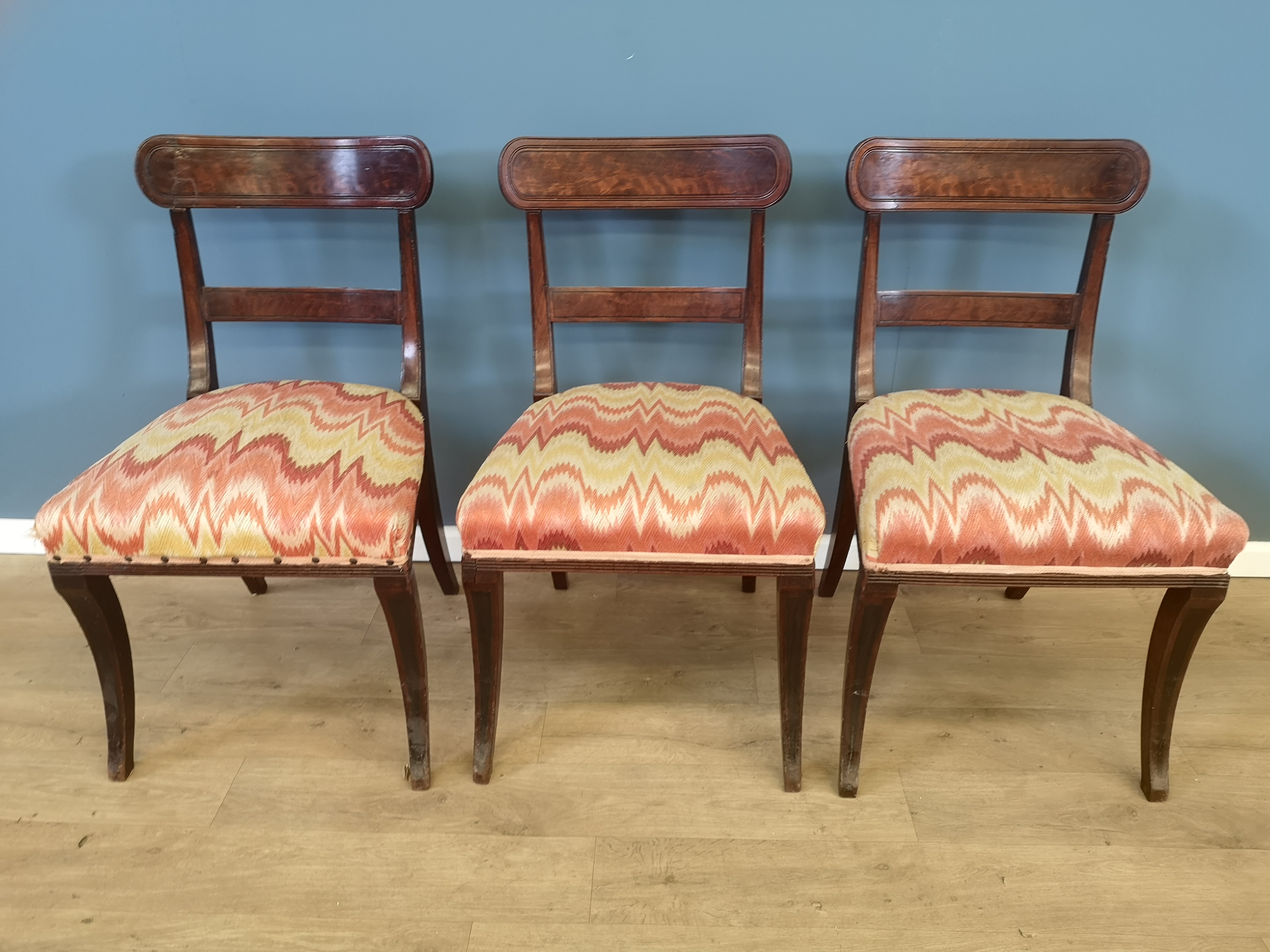 Three mahogany dining chairs