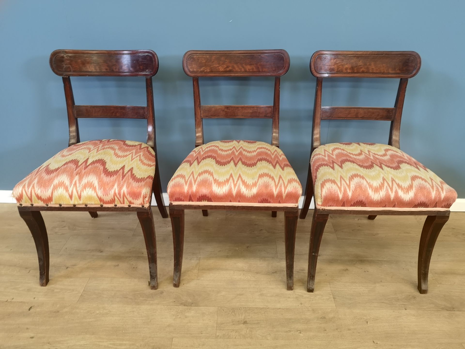 Three mahogany dining chairs