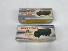 Dinky Supertoys Medium Artillery Tractor and Dinky Toys 10-Ton Army Truck in original box.