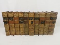 Ten leather bound volumes of the History of Europe by Archibald Alison