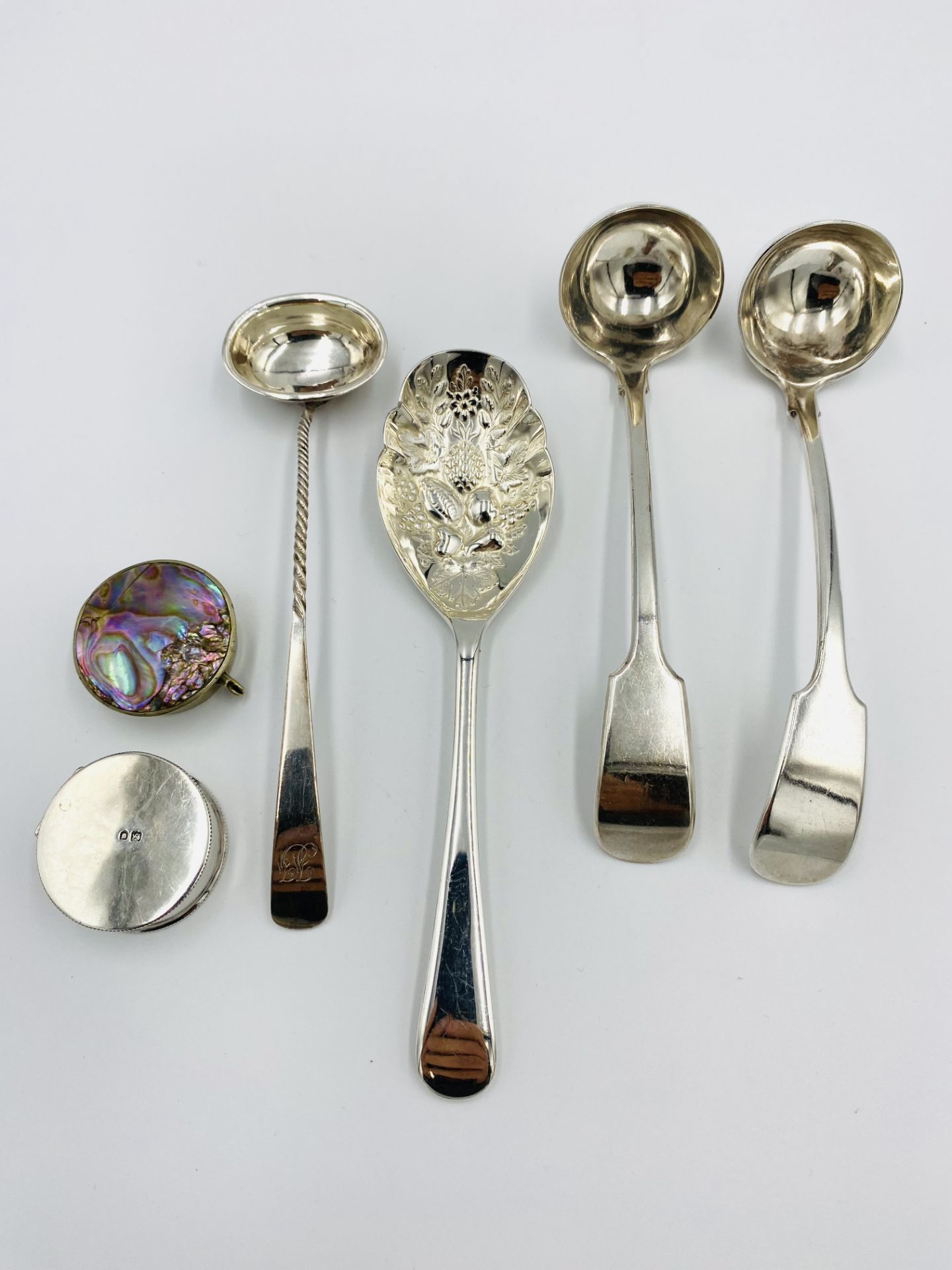 Georgian silver sugar sifter ladle and other items