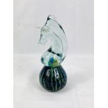 Mdina coloured glass horse's head paperweight