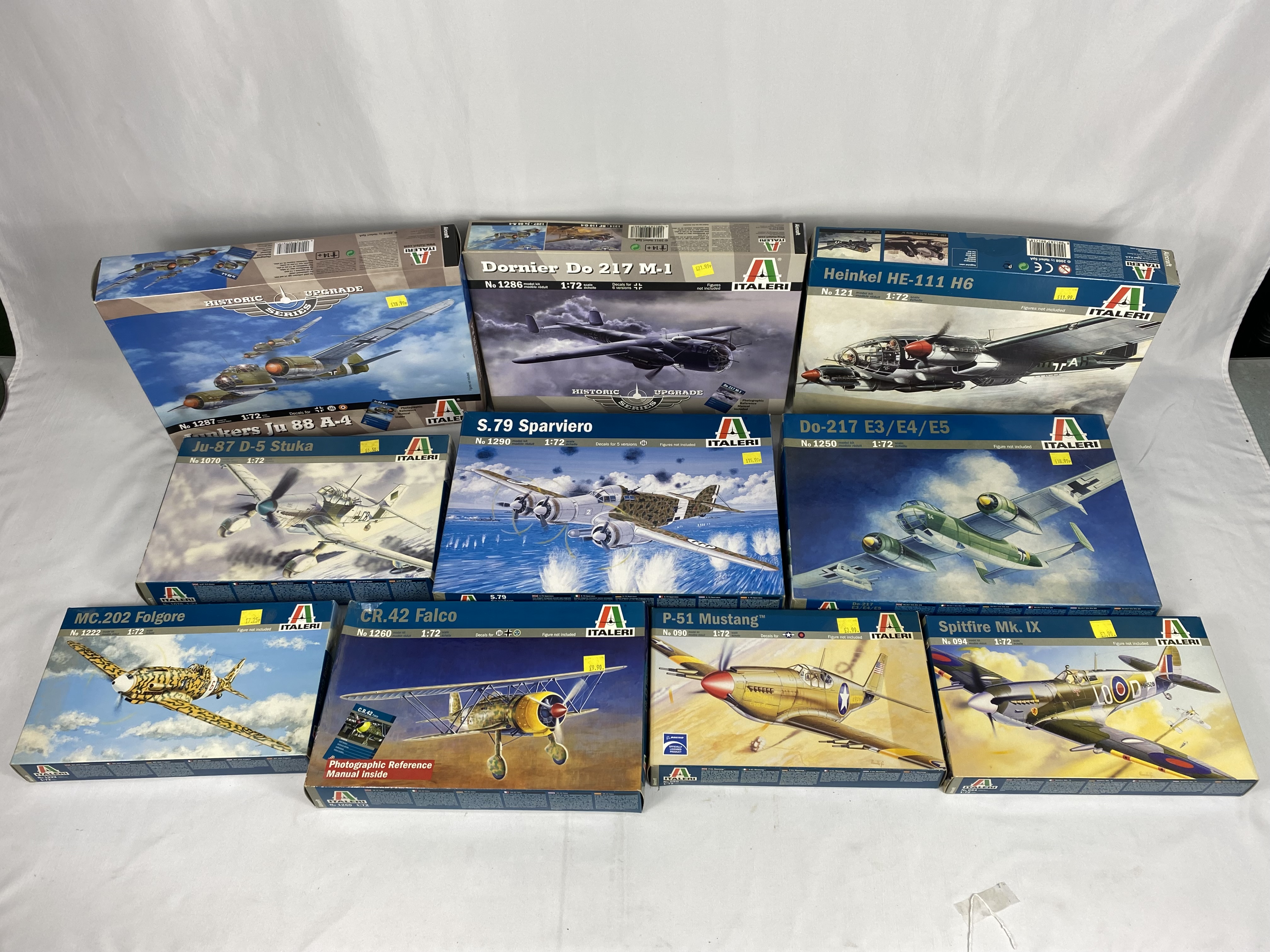 Ten Italeri model aeroplane kits