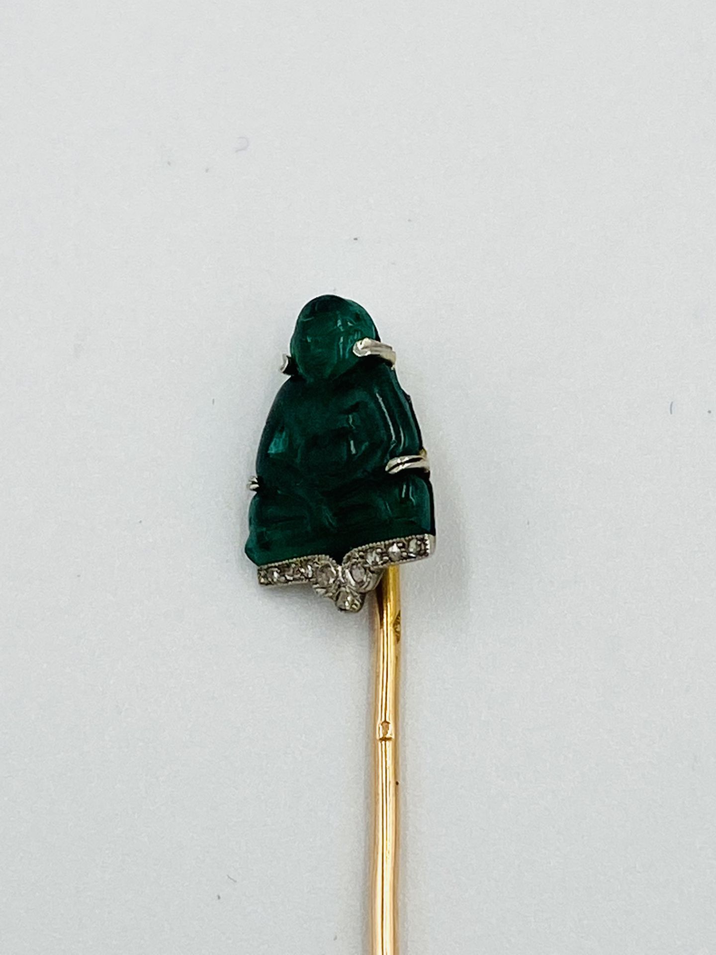 French moulded glass and diamond stick pin, possibly Lacloche - Image 3 of 4