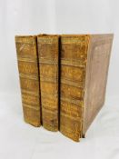 The Holy Bible including the Old and New Testaments in three leather bound volumes, 1811 and 1812