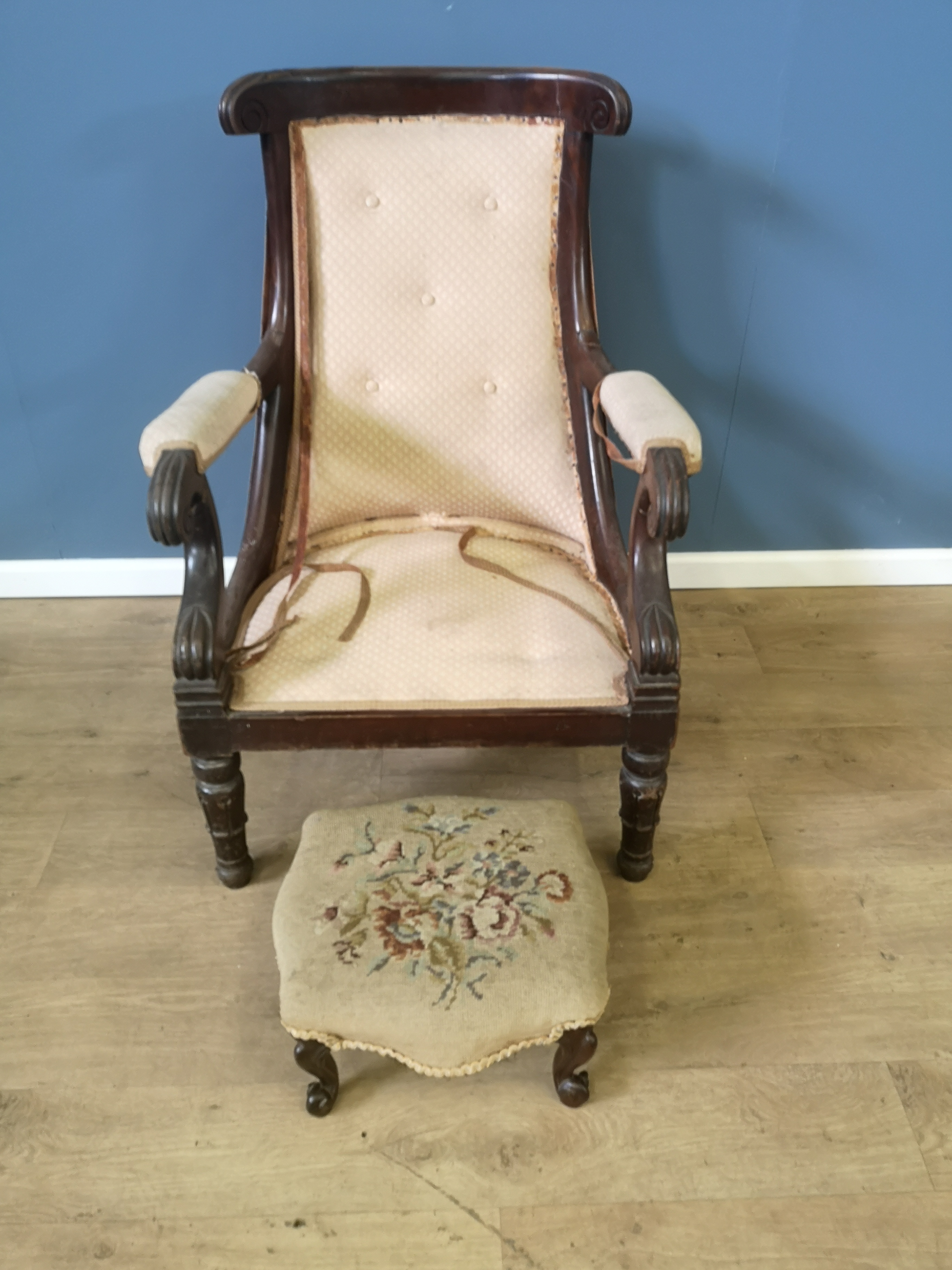 Mahogany framed armchair