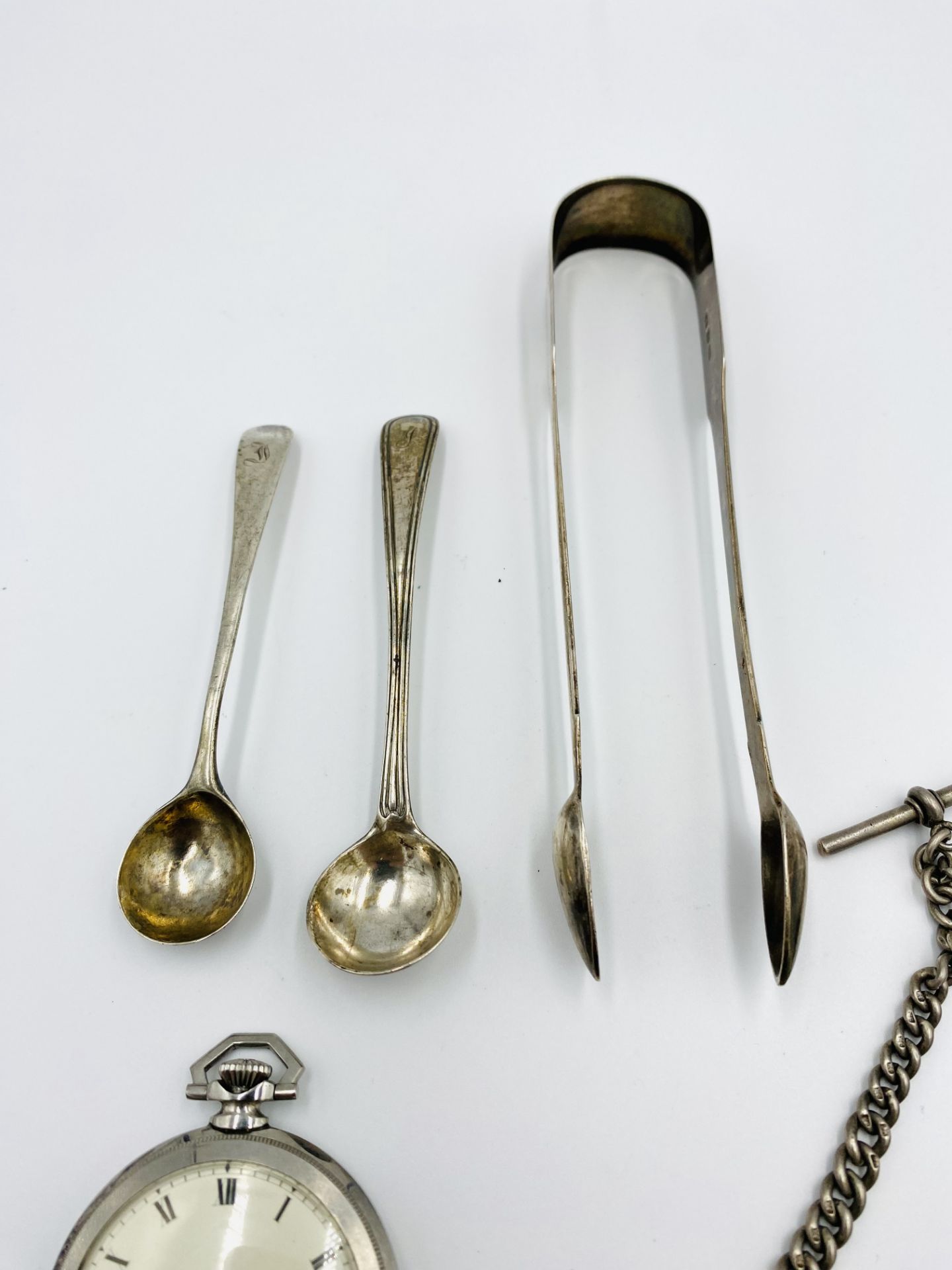 Hallmarked silver fob chain and other silver - Image 3 of 7