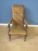 Mahogany slipper shaped armchair