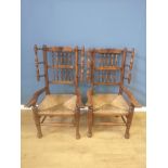 Pair of 19th century spindle back elbow chairs