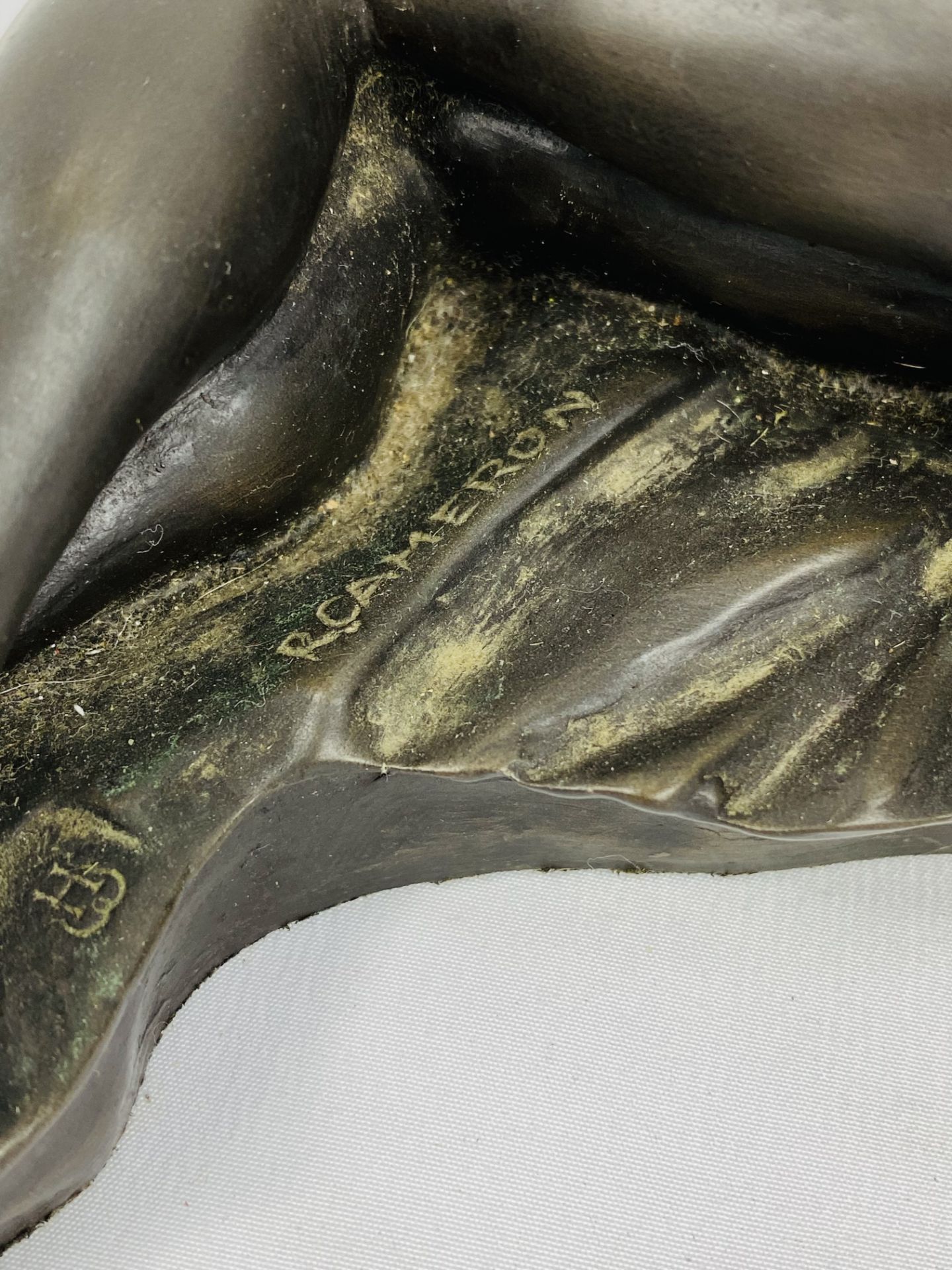 Resin bronzed sculpture of lovers embracing, signed R Cameron - Image 4 of 4
