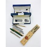 Waterman Blue Romance fountain pen; together with a quantity of other pens and pencils