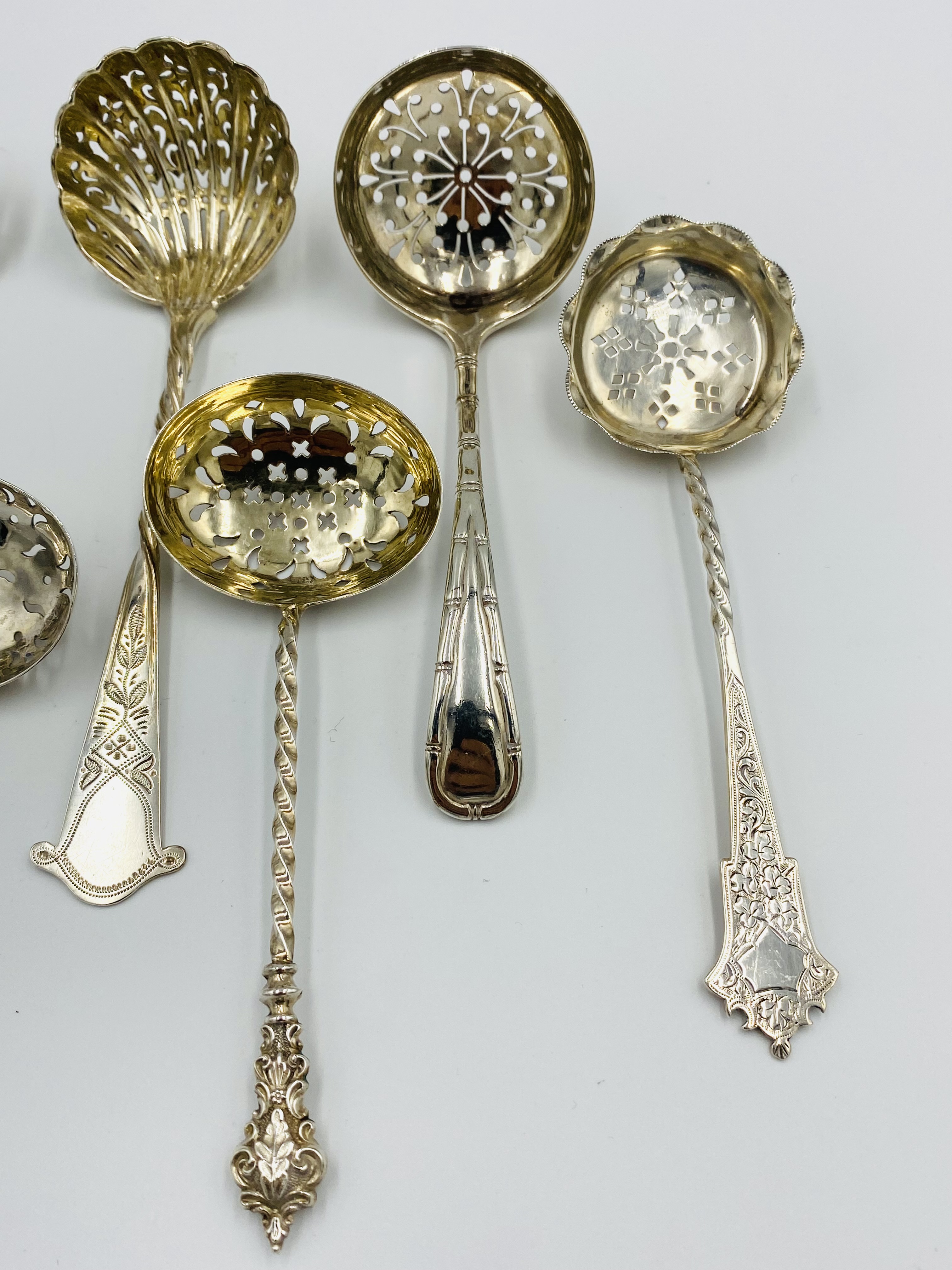 Six silver sugar sifters - Image 2 of 4