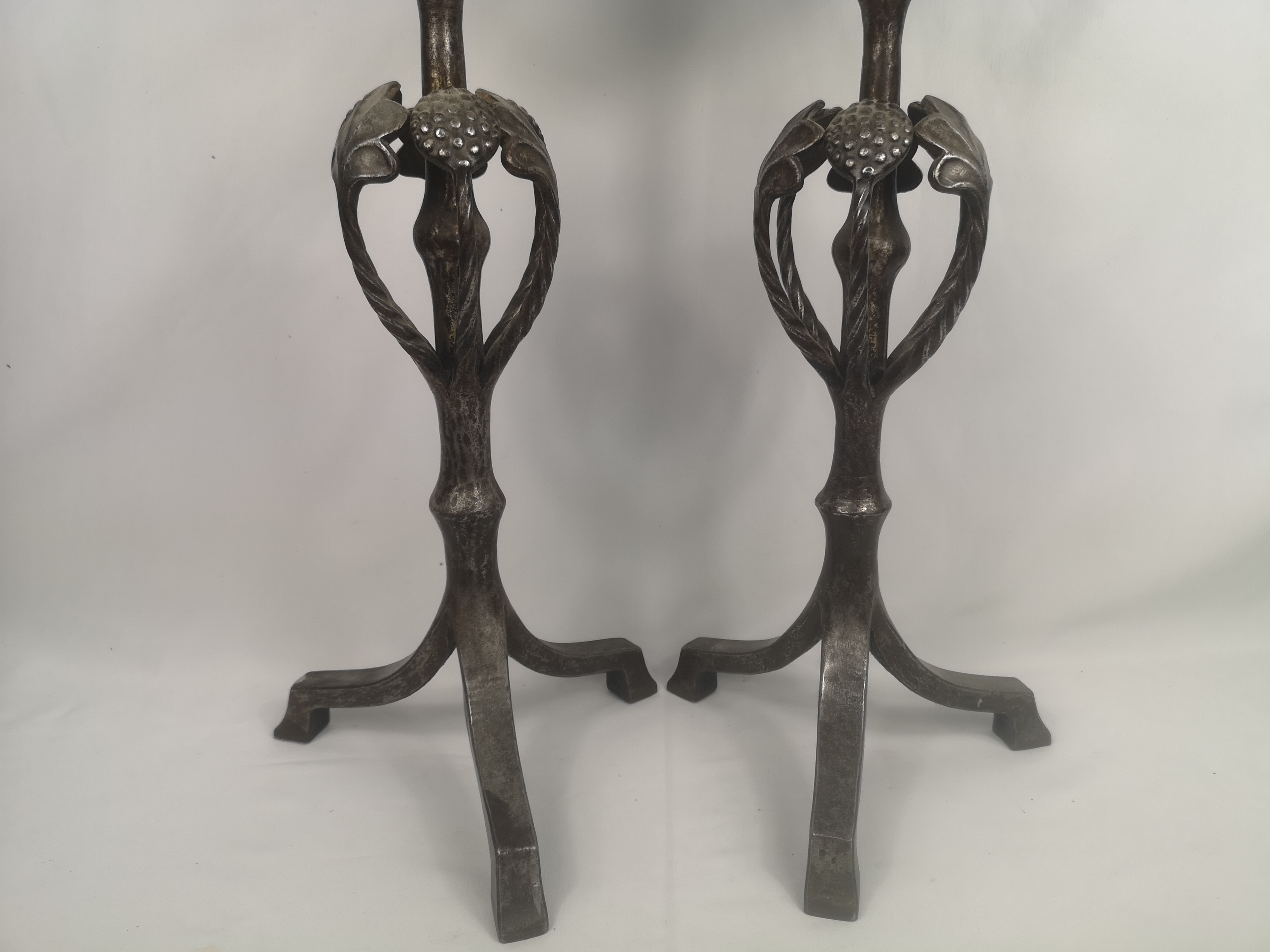 Pair of steel church candlesticks - Image 4 of 4