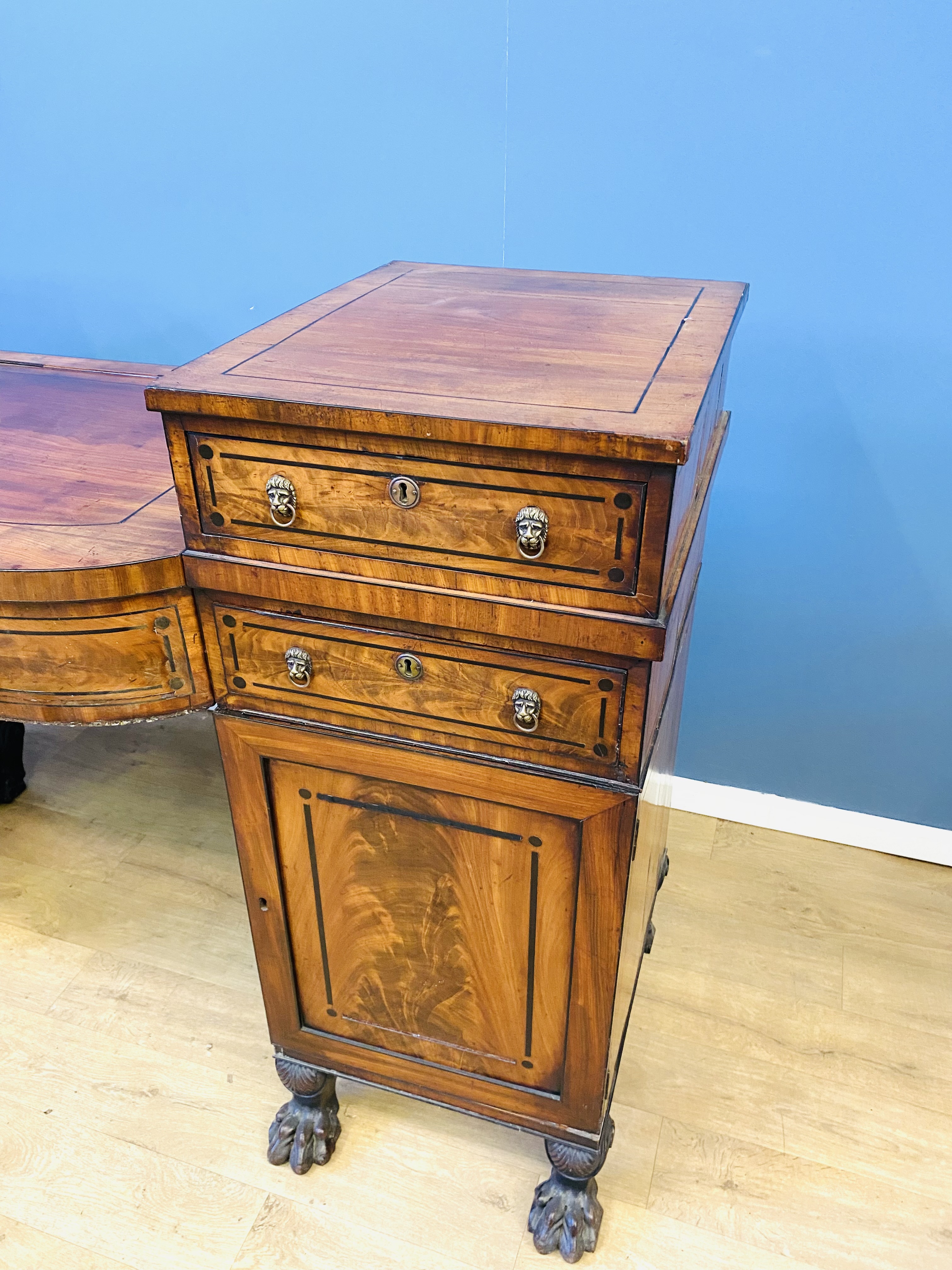 Regency flame mahogany pedestal sideboard - Image 3 of 7