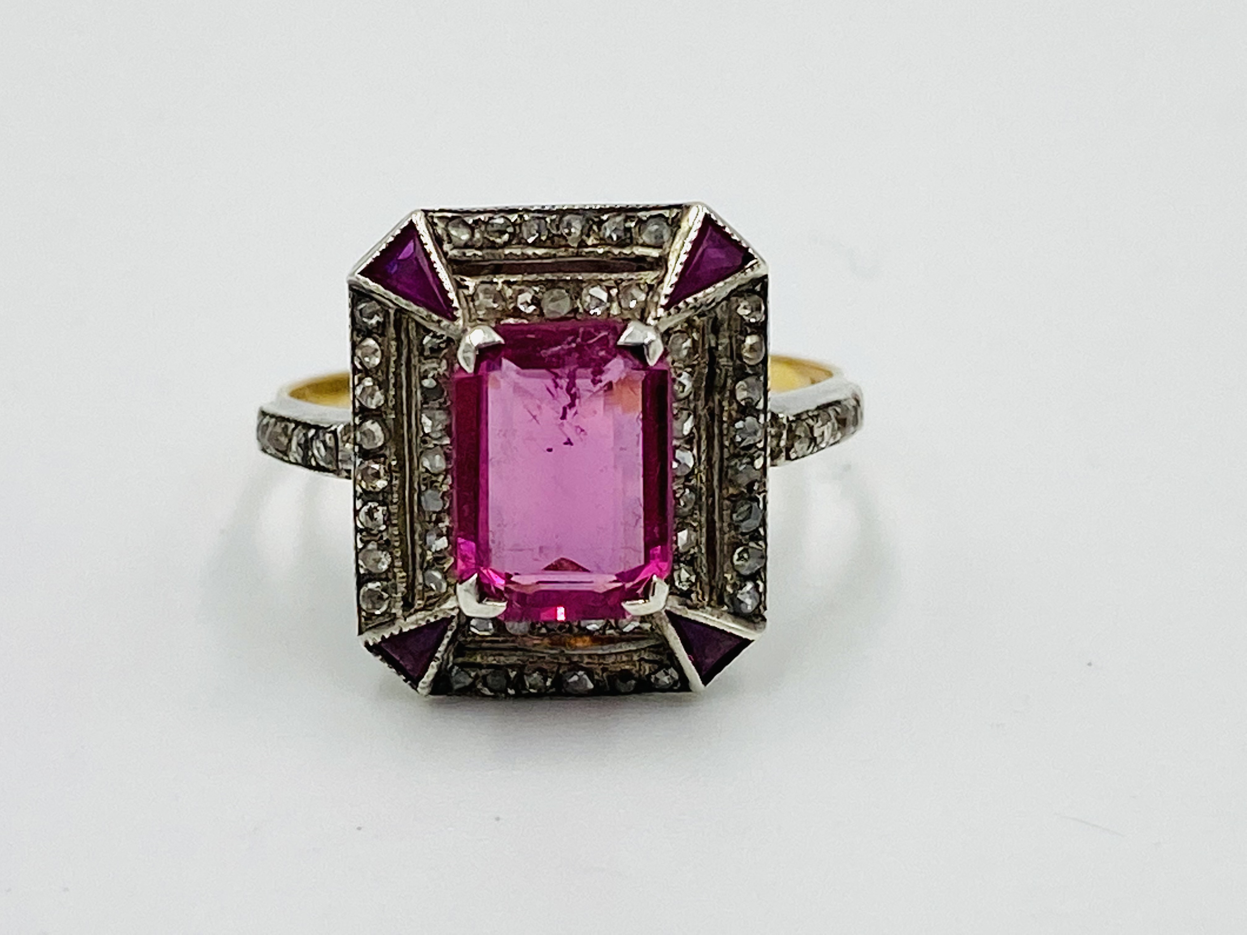 18ct gold, pink tourmaline and diamond ring - Image 2 of 6