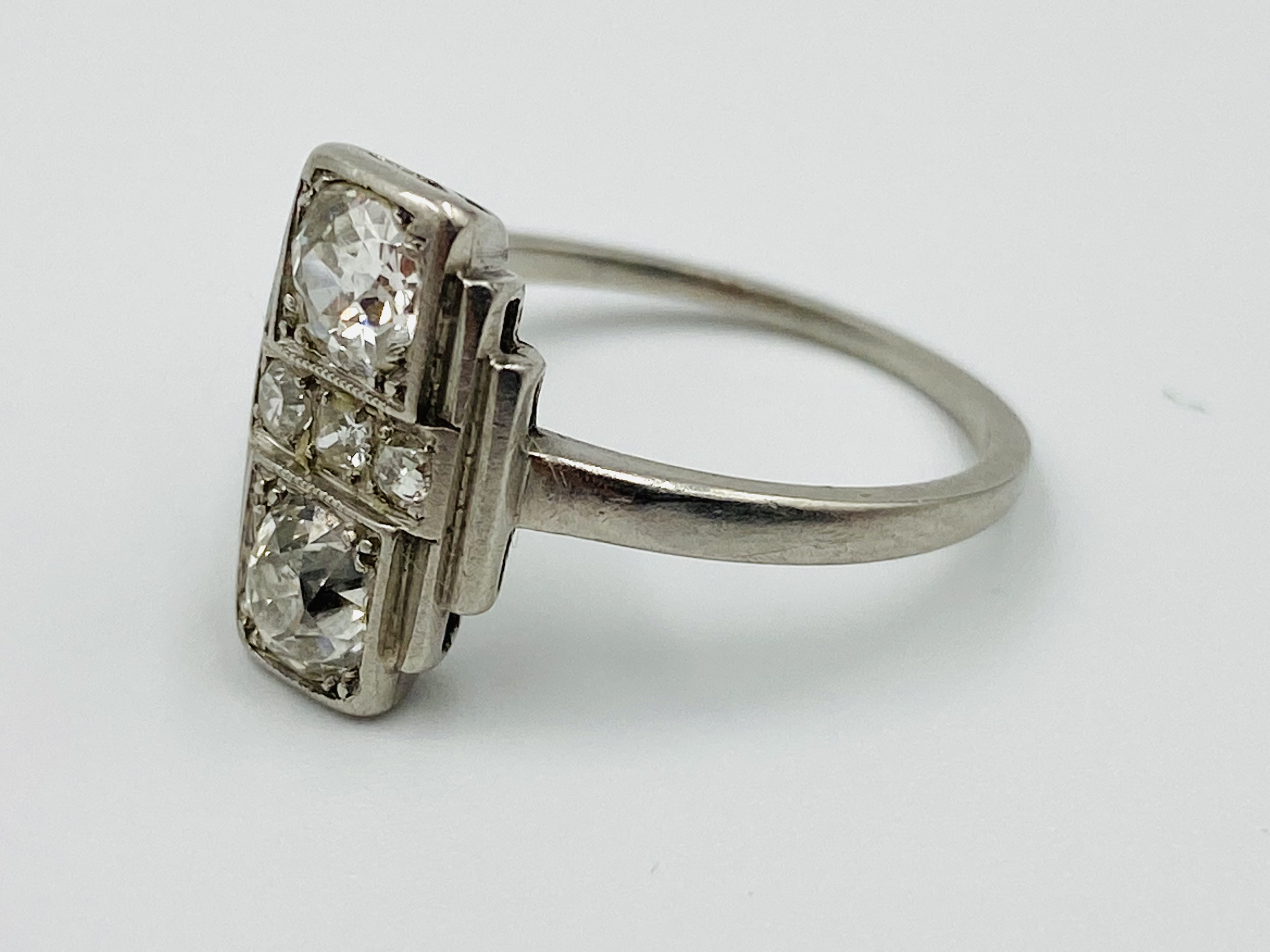 Art deco style platinum and diamond two stone ring - Image 2 of 6