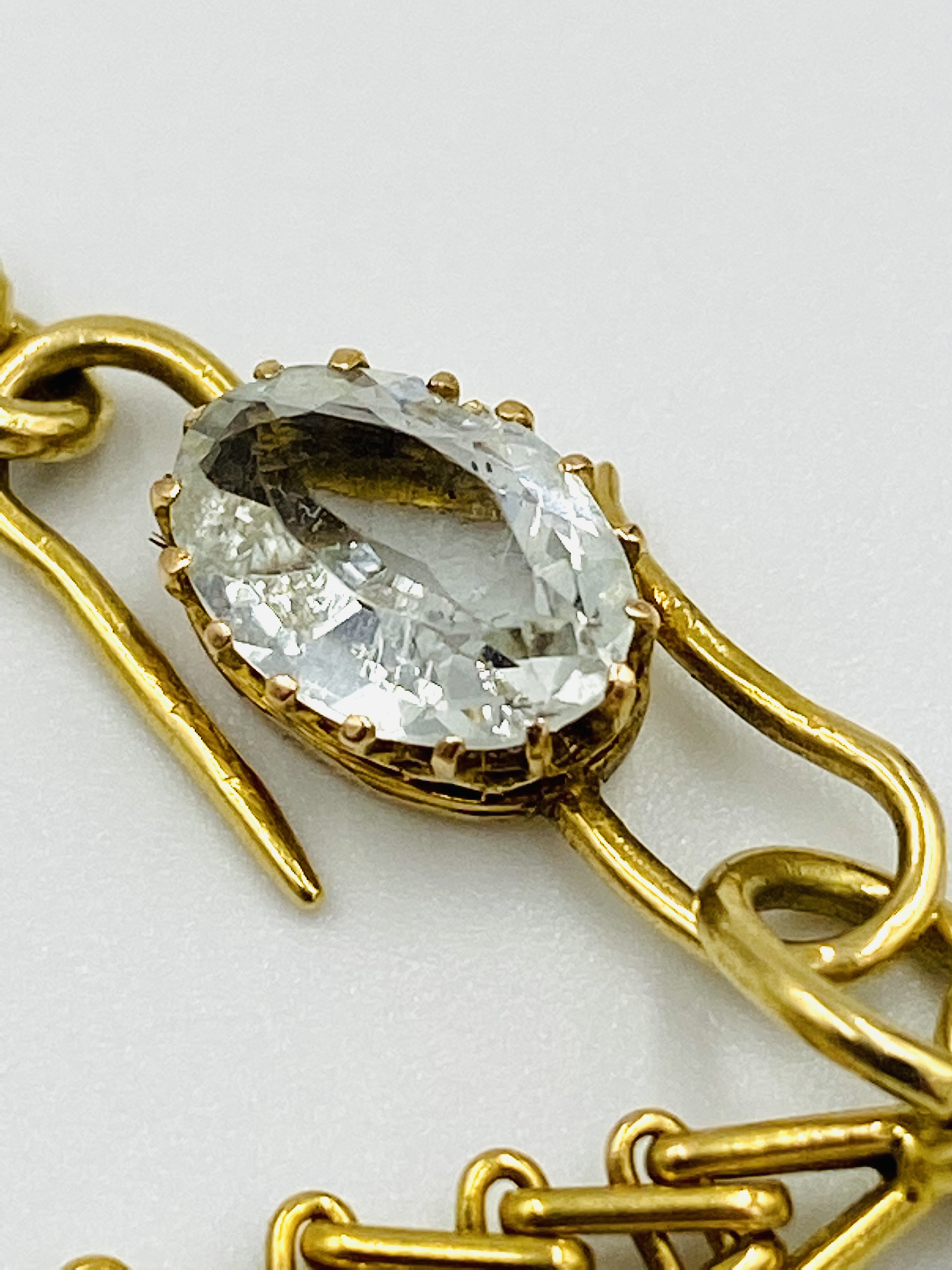 18ct gold and aquamarine necklace by Mrs. Newman - Image 6 of 6