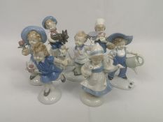 Seven Continental porcelain figurines